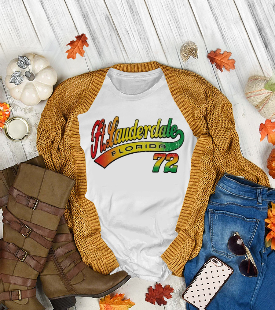 Ft. Lauderdale Florida 72 Vintage Style Retro Font T-Shirt