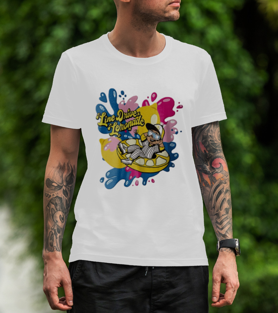 Line Drive Lemonade Summer Baseball Kid On Lemon Float Pop T-Shirt