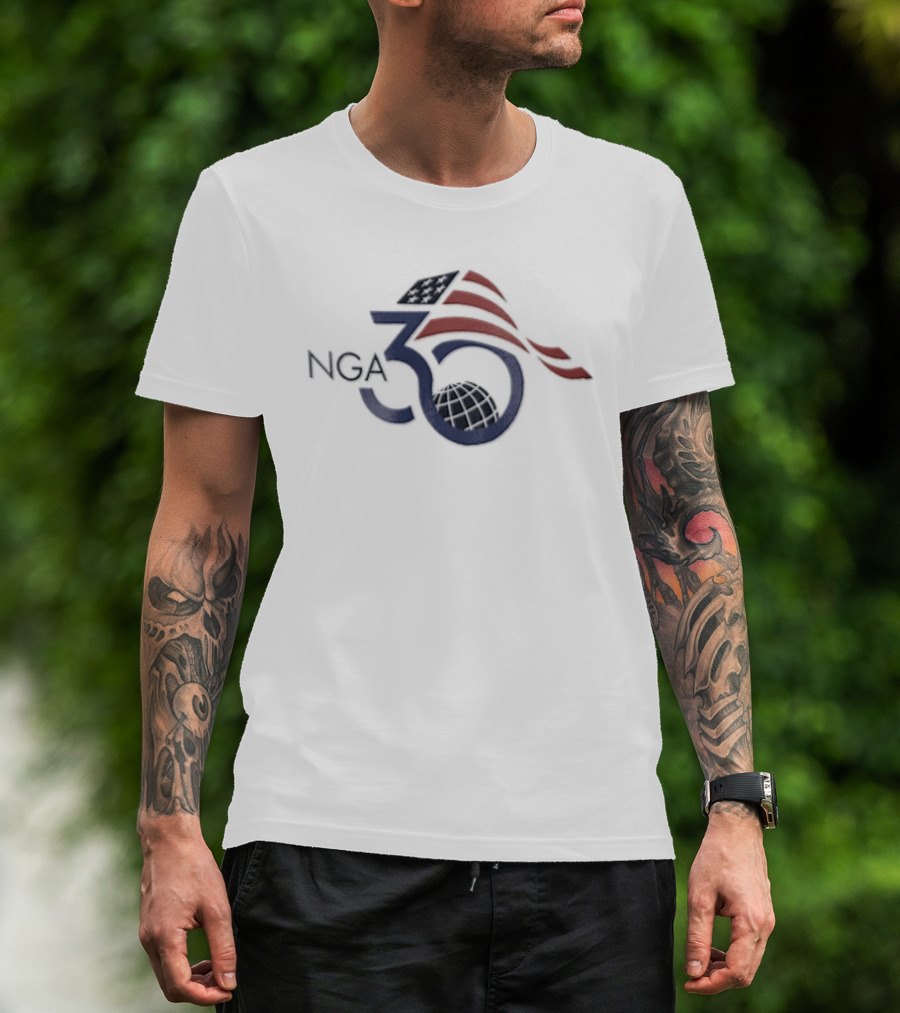 NGA 30 American Flag Globe Anniversary Celebration T-Shirt