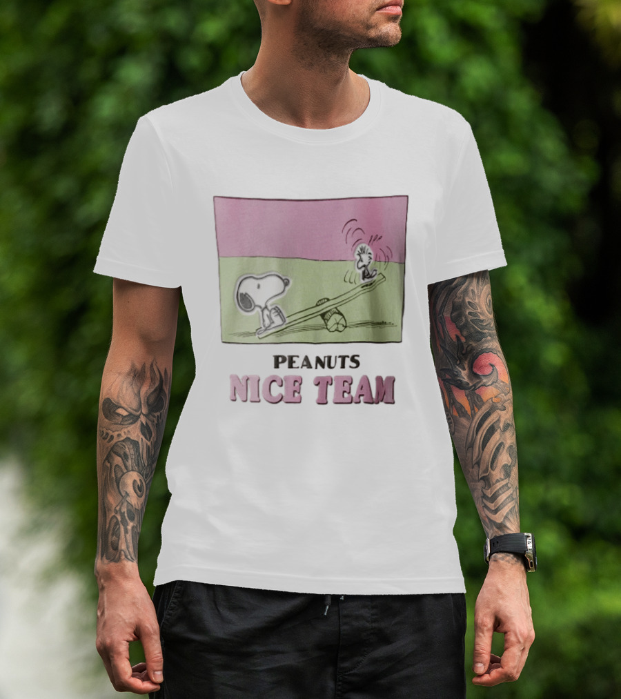 Peanuts Nice Team Snoopy Woodstock Seesaw Cartoon T-Shirt
