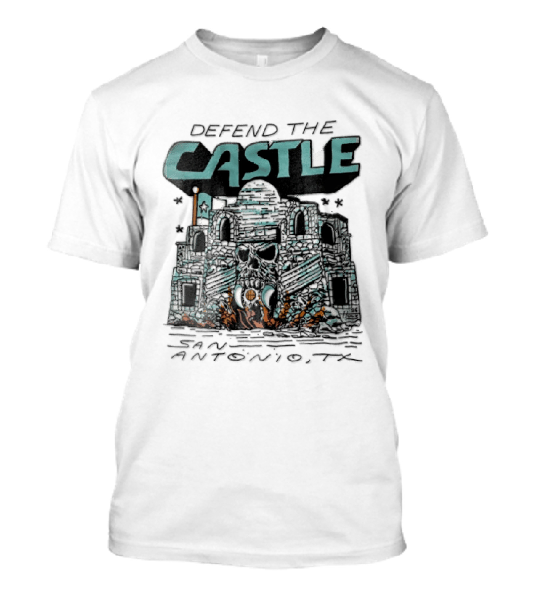 Defend The Castle San Antonio Spurs Castle Fortress Basketball Skulls T-Shirt