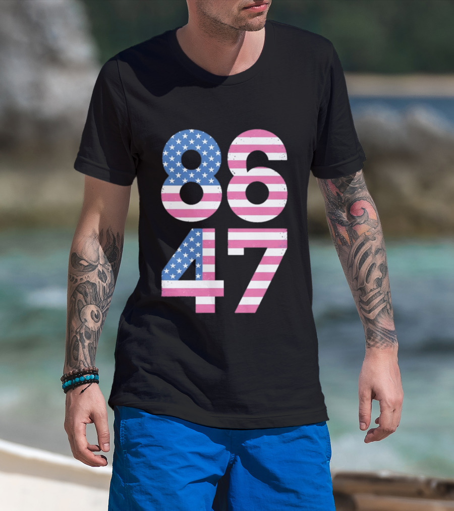 8647 Resist 86 47 American Flag USA 4th Of July T-Shirt