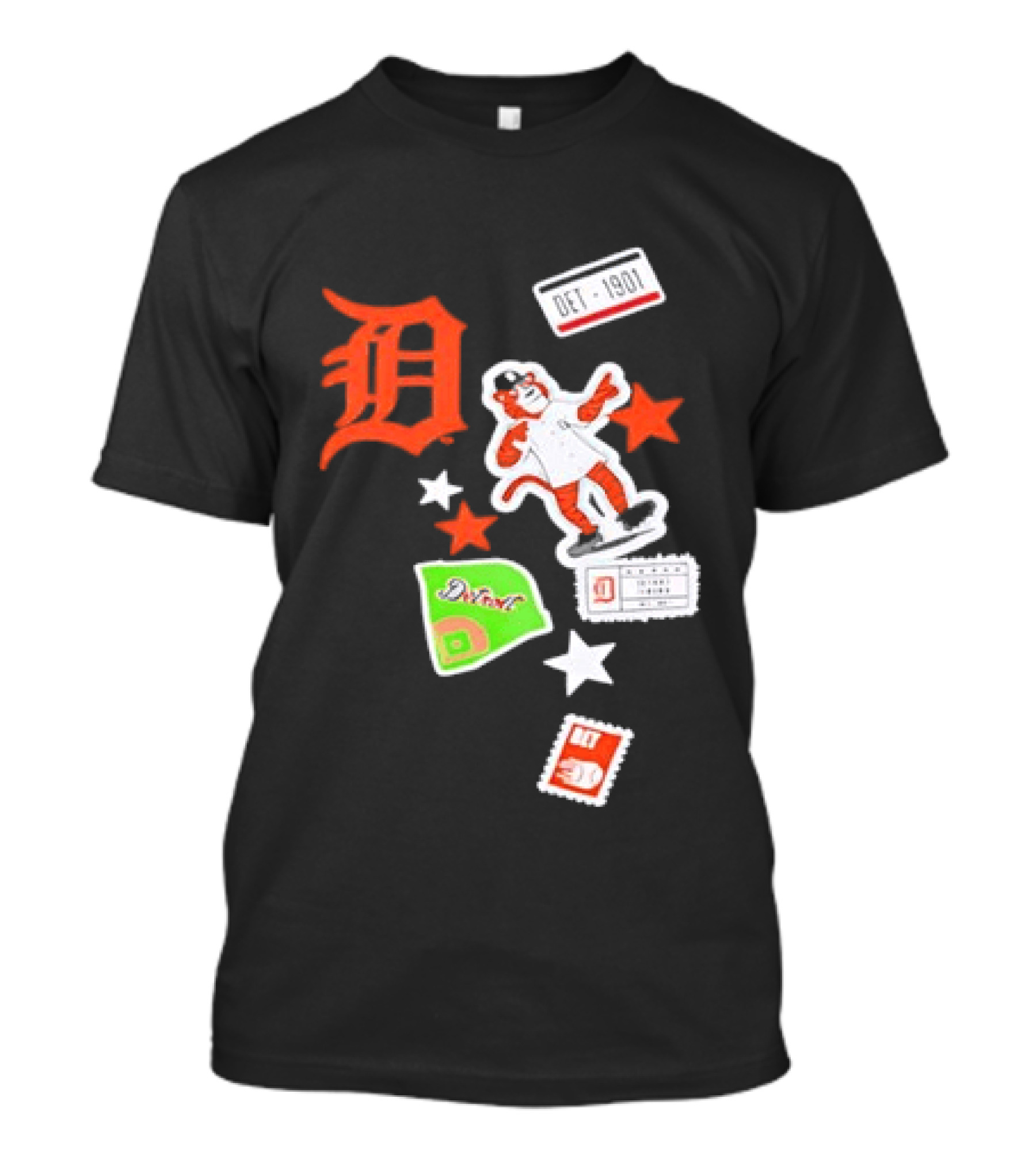 Detroit Tigers New Era Navy City Patch Stars Vintage Baseball Tiger T-Shirt
