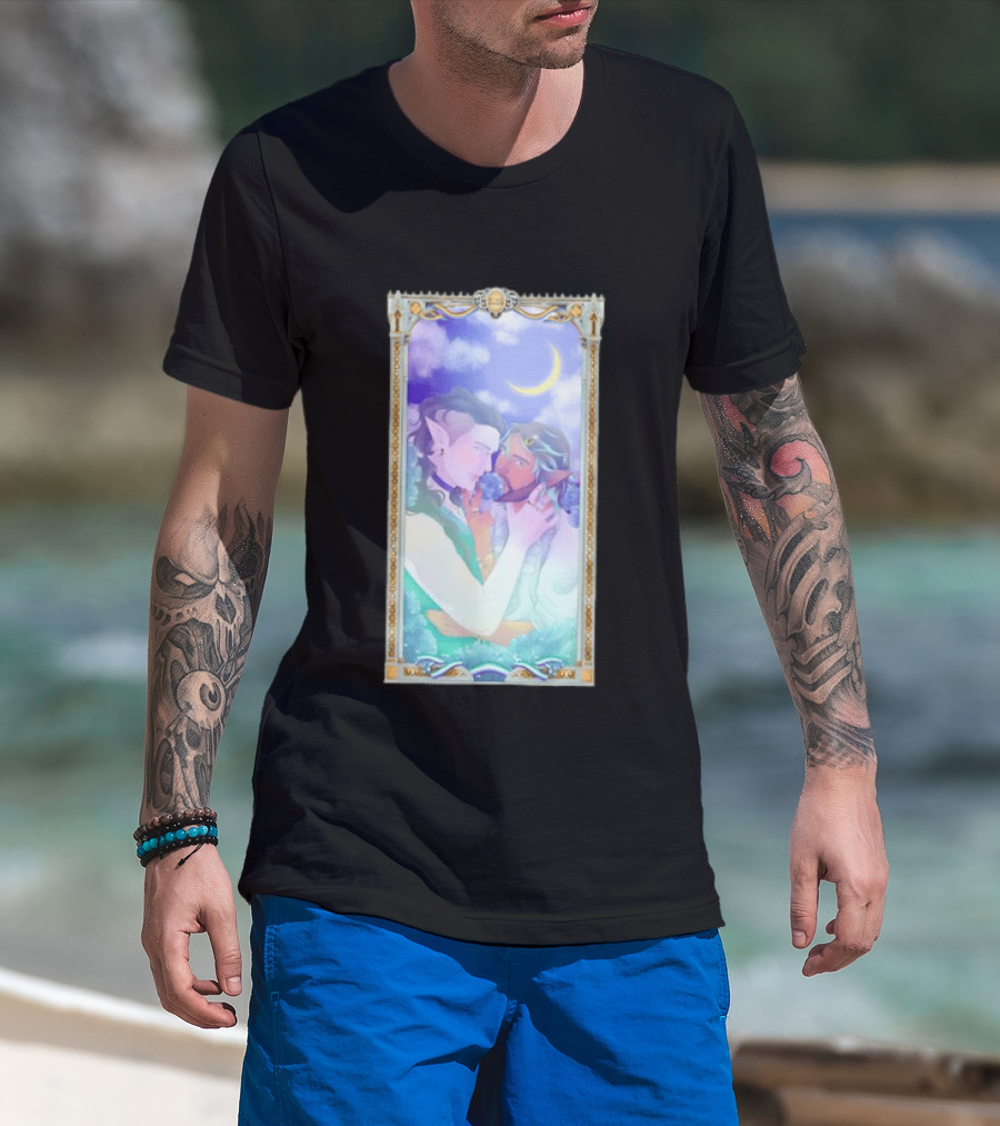 Fantasy Elf Couple 2026 Pride Moon Constellation Floral Romance T-Shirt
