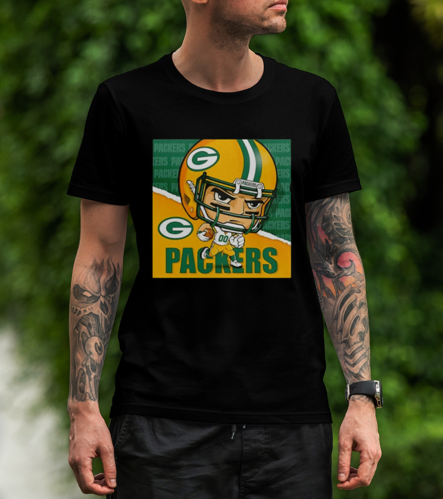 Green Bay Packers Chibi Player Helmet Packers T-Shirt