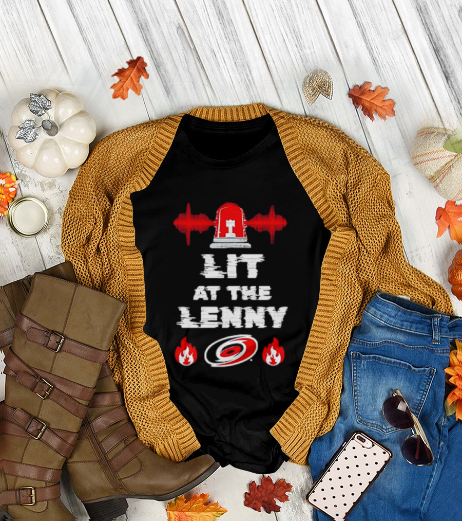 Lit at the Lenny Carolina Hurricanes Siren and Flames T-Shirt