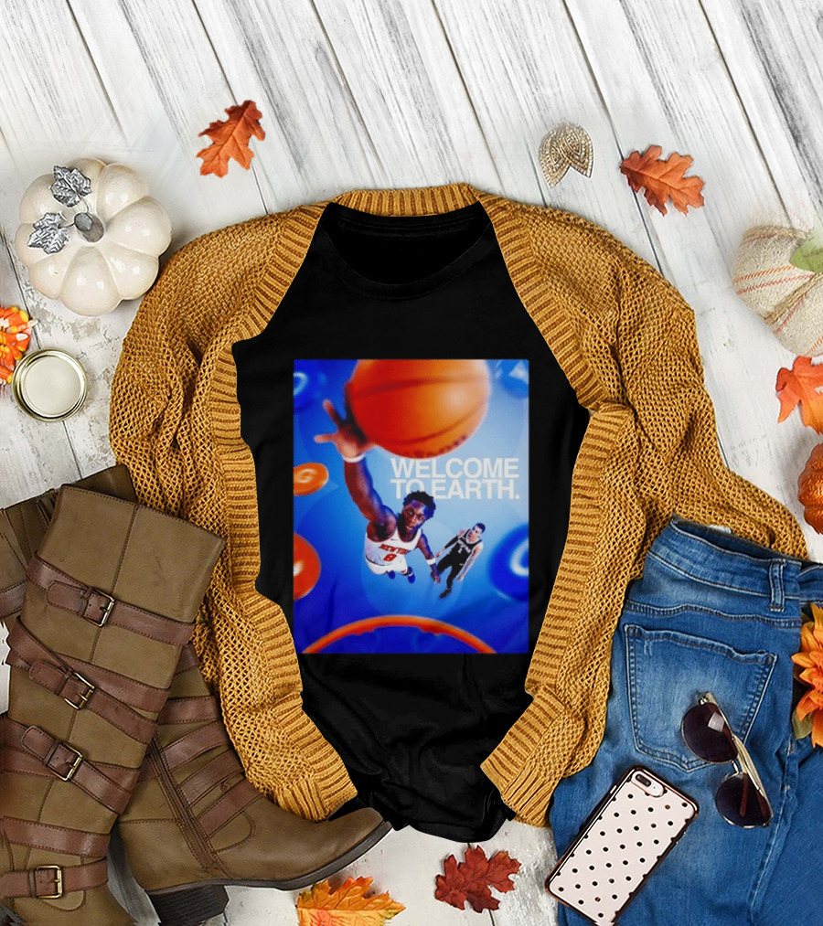 OG Anunoby New York Knicks Welcome to Earth Basketball Moment T-Shirt