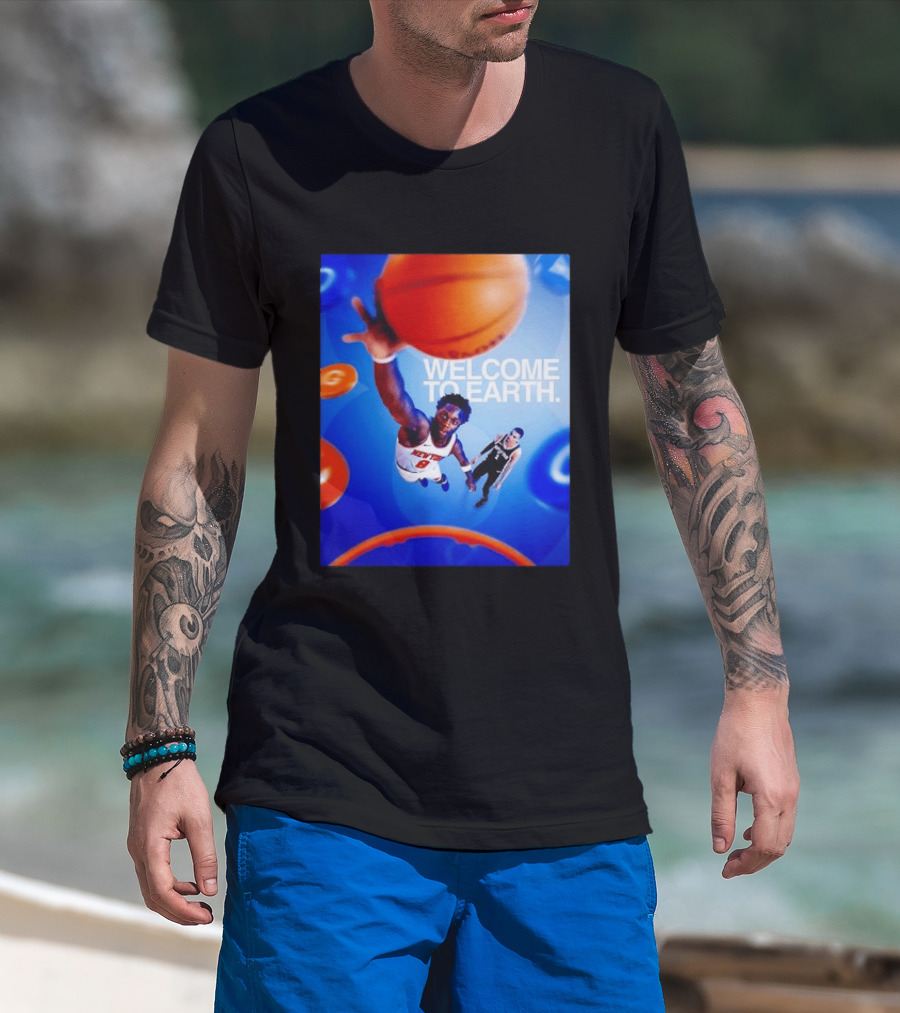 OG Anunoby New York Knicks Welcome To Earth Basketball Moment T-Shirt