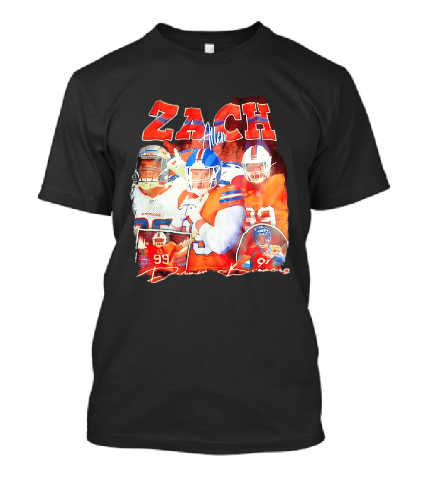 Zach Allen 99 Denver Broncos Football Player Collage T-Shirt