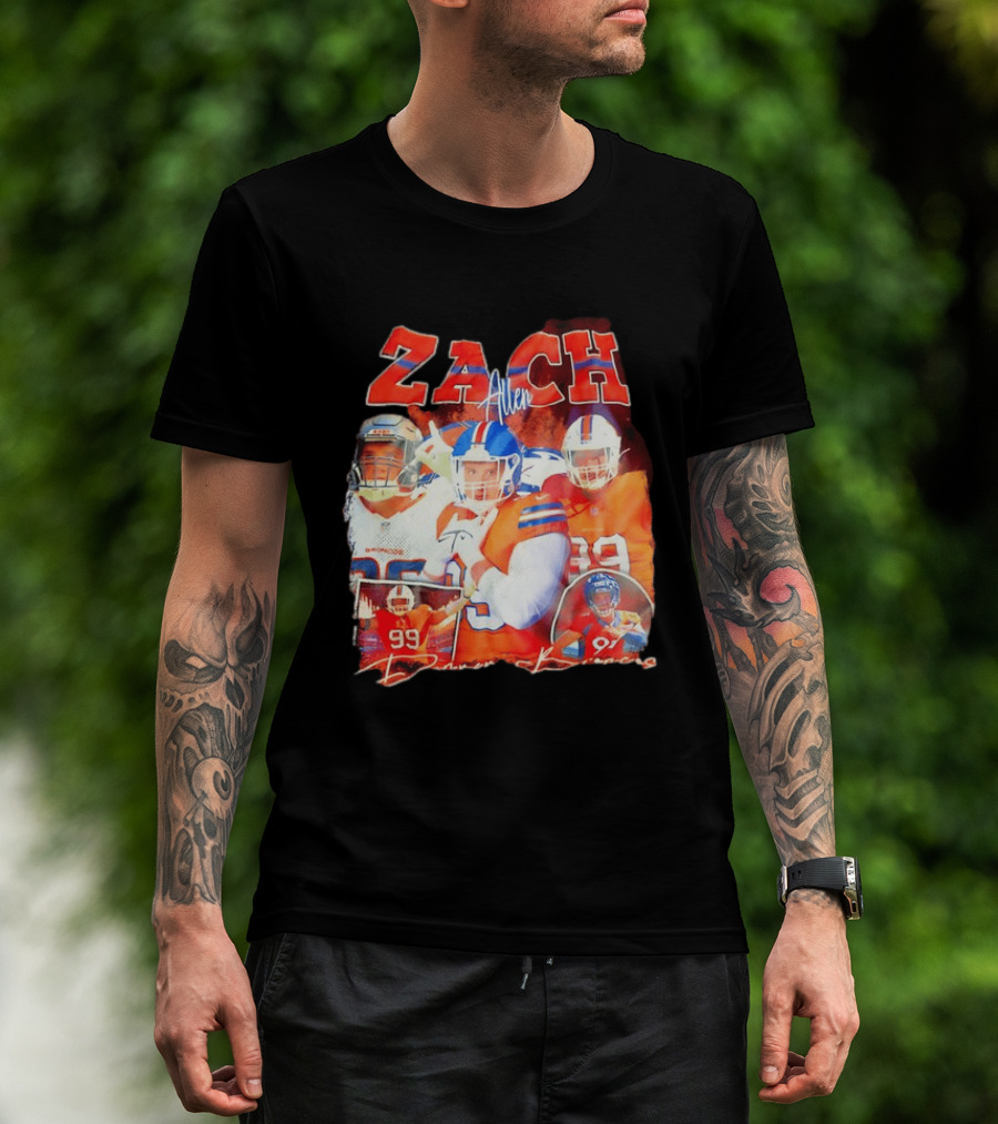 Zach Allen 99 Denver Broncos Football Player Collage T-Shirt