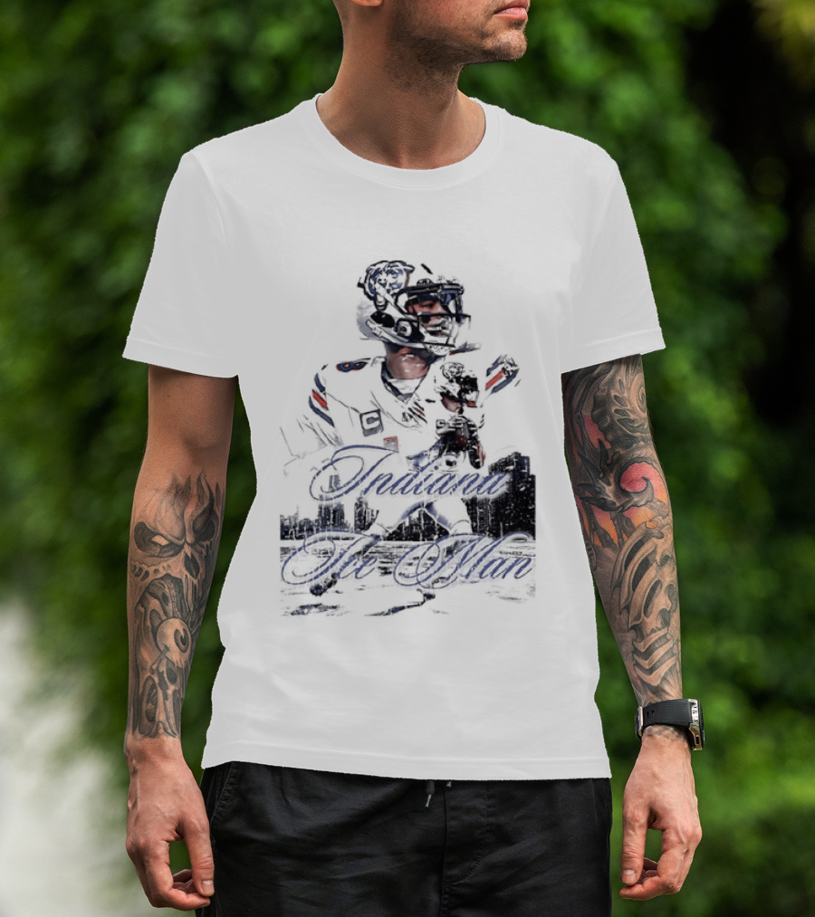 Caleb Williams Chicago Bears Indiana The Man Football Skyline T-Shirt