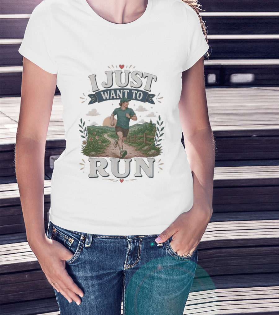 I Just Want To Run Scenic Jogging Landscape T-Shirt