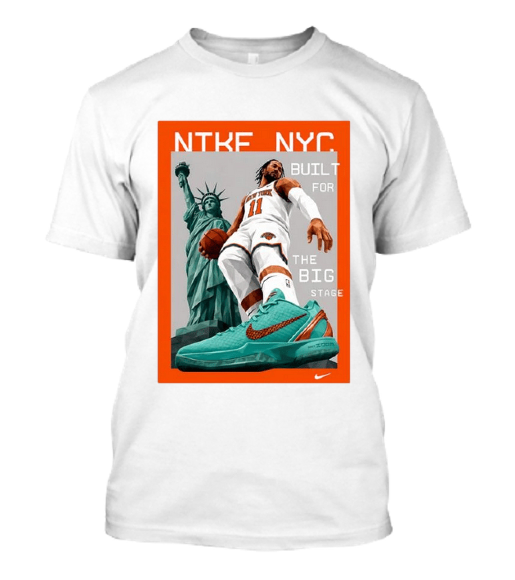 Jalen Brunson New York Knicks NTKE NYC Built For The Big Stage Statue Of Liberty Nike Zoom T-Shirt