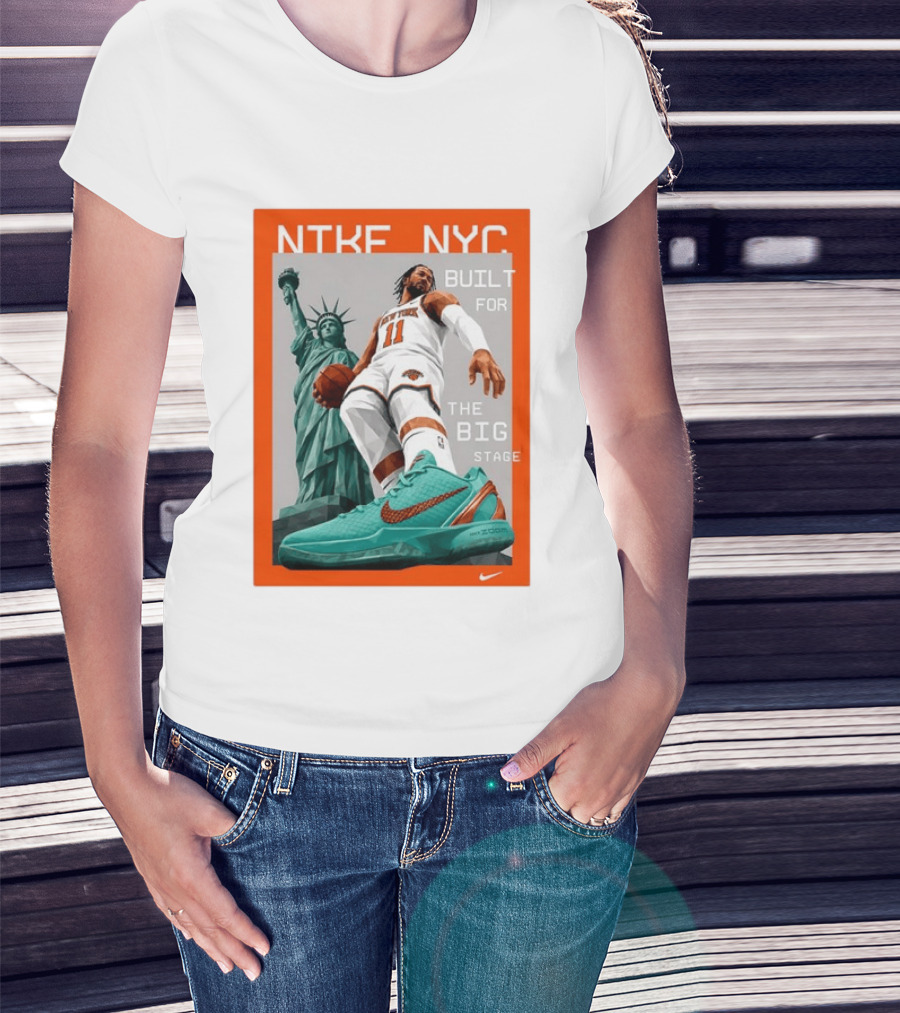 Jalen Brunson New York Knicks NTKE NYC Built For The Big Stage Statue Of Liberty Nike Zoom T-Shirt