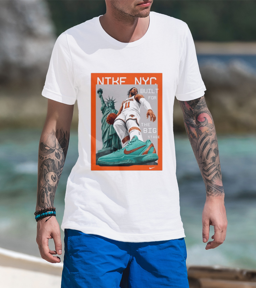 Jalen Brunson New York Knicks NTKE NYC Built For The Big Stage Statue Of Liberty Nike Zoom T-Shirt