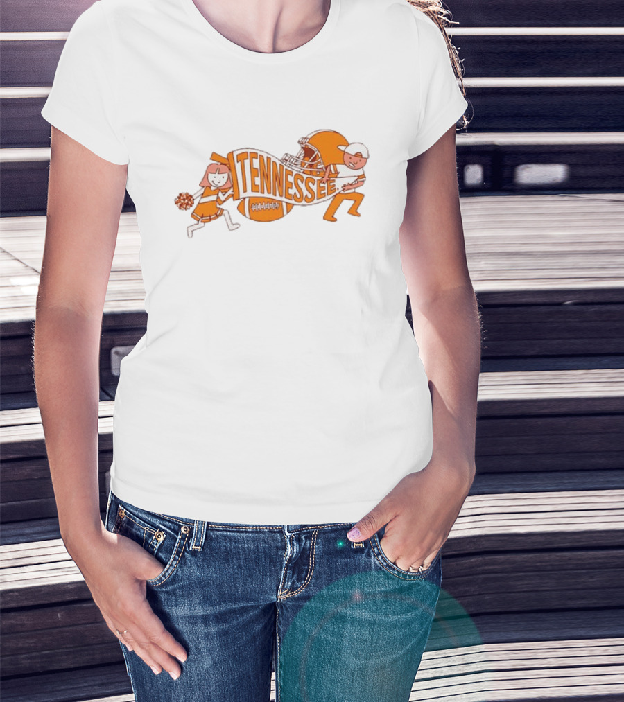 Tennessee Volunteers NCAA Football Cheerleaders Helmet And Pennant Flag T-Shirt