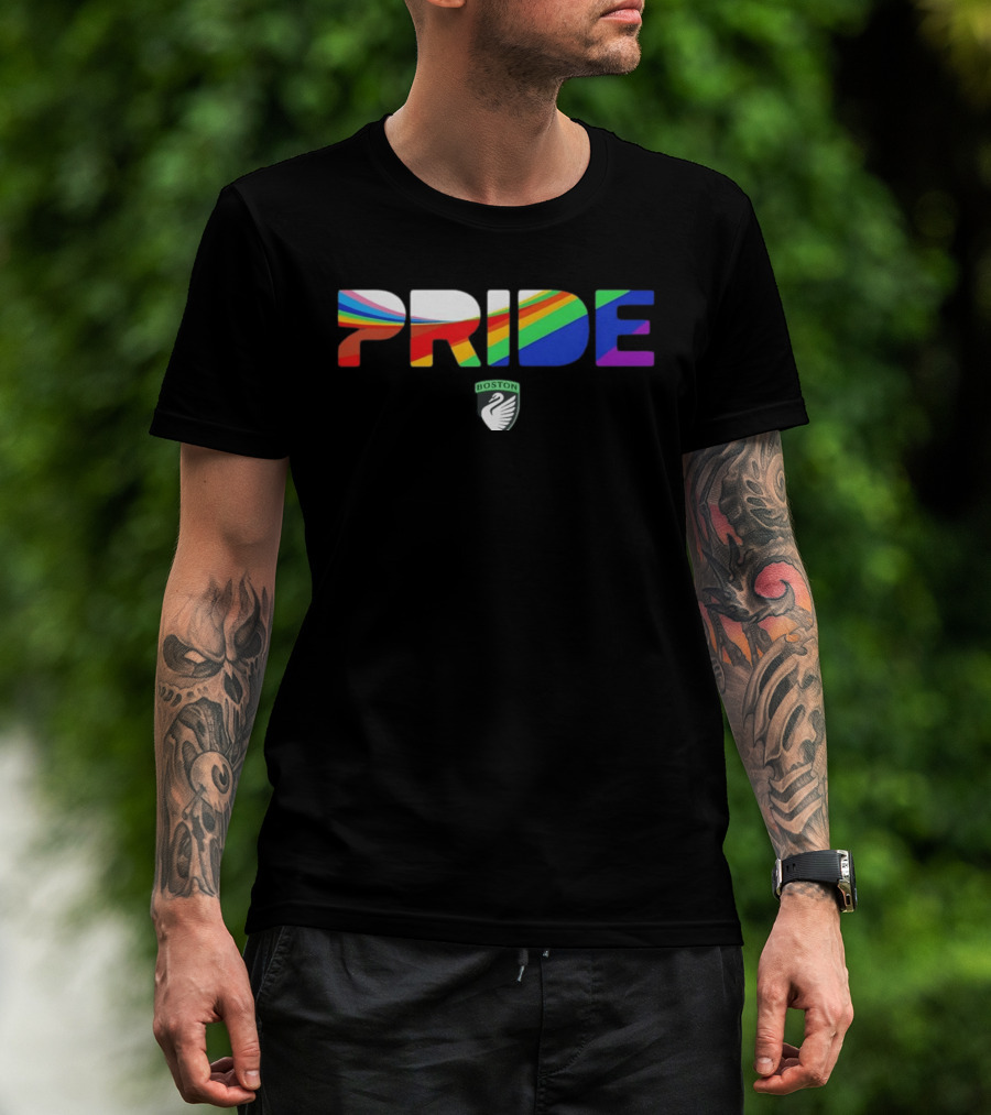 Boston Legacy FC Pride Rainbow Stripes 2026 Swan T-Shirt