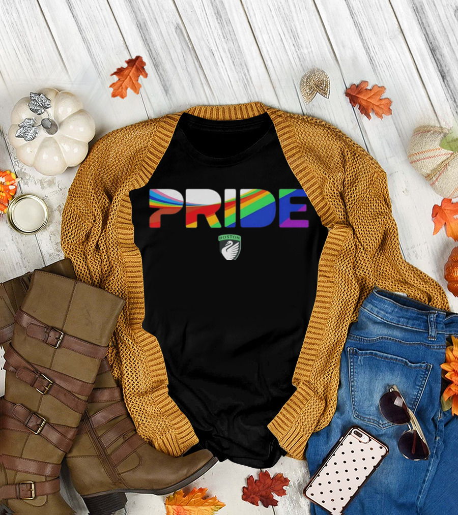Boston Legacy FC Pride Rainbow Stripes 2026 Swan T-Shirt