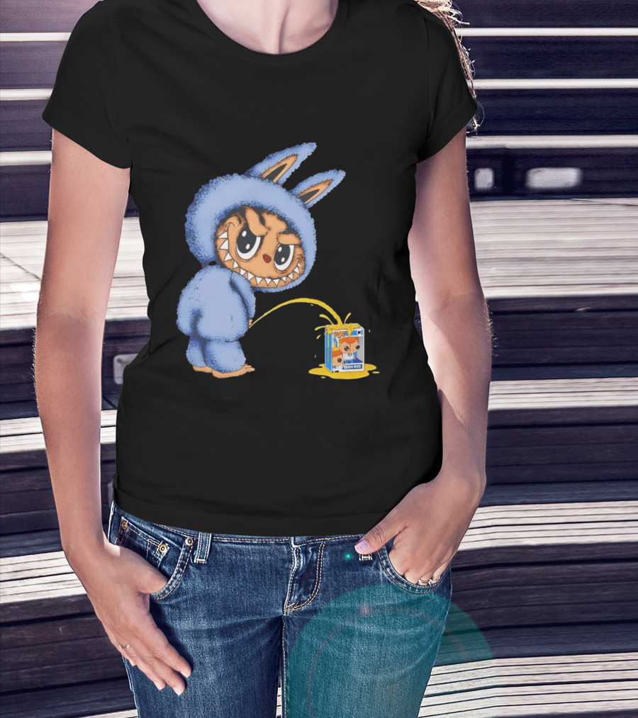 Labubu Peeing On Pop Figures Juice Box Fun Concept T-Shirt