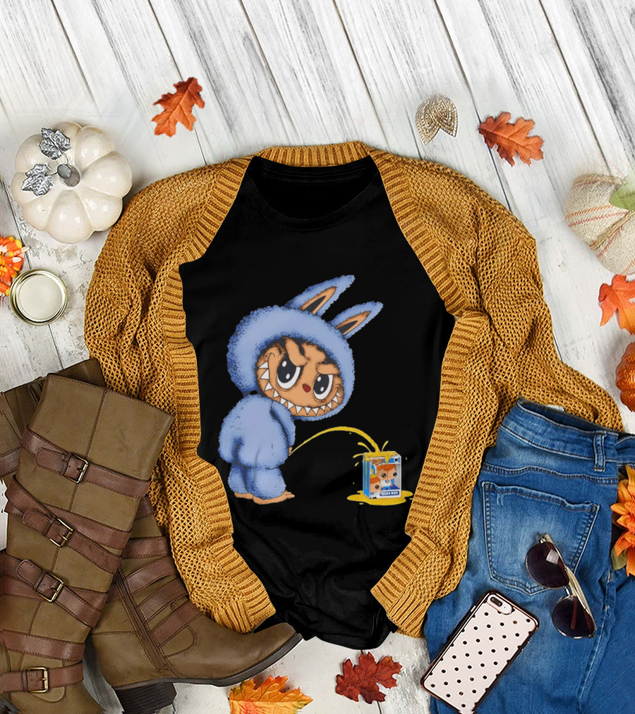 Labubu Peeing on Pop Figures Juice Box Fun Concept T-Shirt