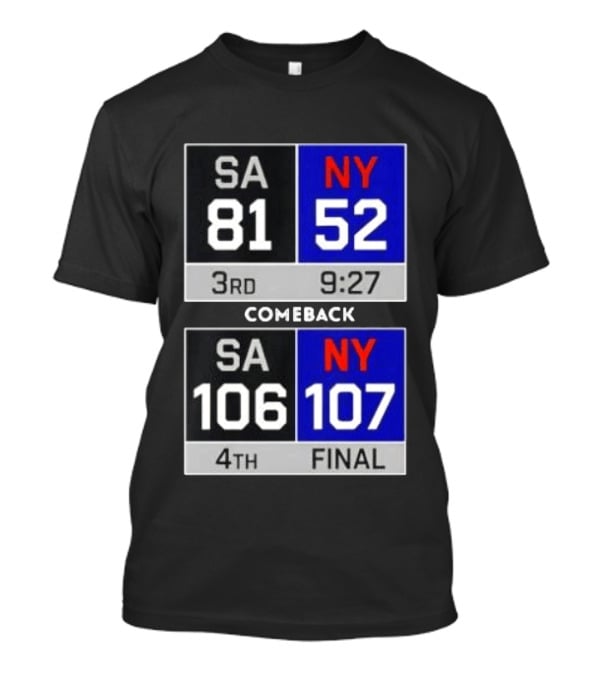 New York Knicks Epic Comeback Victory Against San Antonio Scoreboard Highlights T-Shirt
