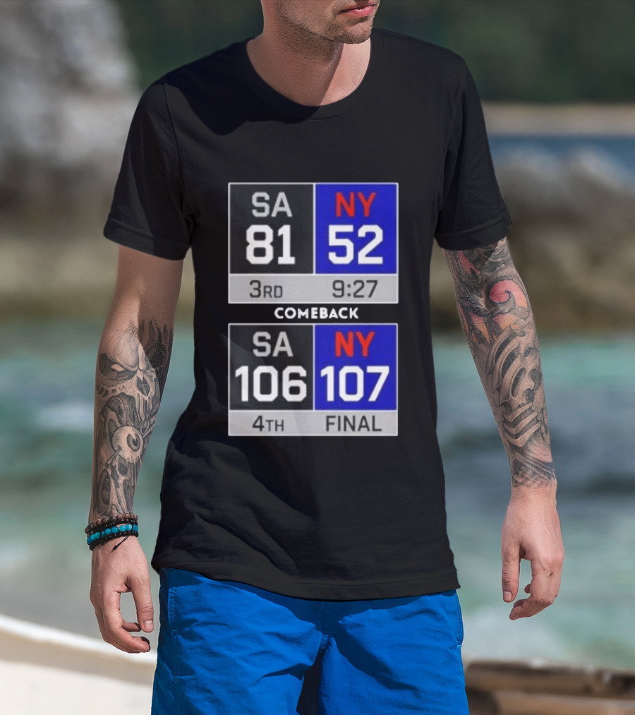 New York Knicks Epic Comeback Victory Against San Antonio Scoreboard Highlights T-Shirt