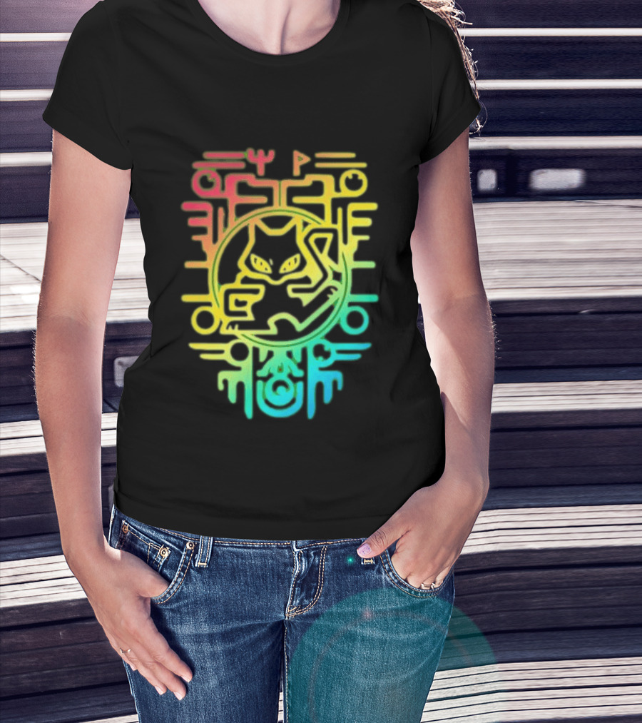 Og Ancient Mew And Mewtwo Pokemon Holographic Hieroglyphic T-Shirt