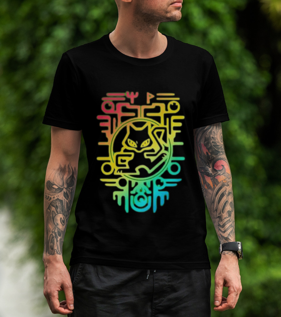 Og Ancient Mew And Mewtwo Pokemon Holographic Hieroglyphic T-Shirt