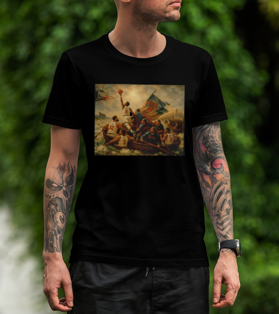 OG Anunoby Karl Anthony Towns Josh Hart Jalen Brunson New York Knicks 2026 NBA Renaissance Hoops Masterpiece T-Shirt