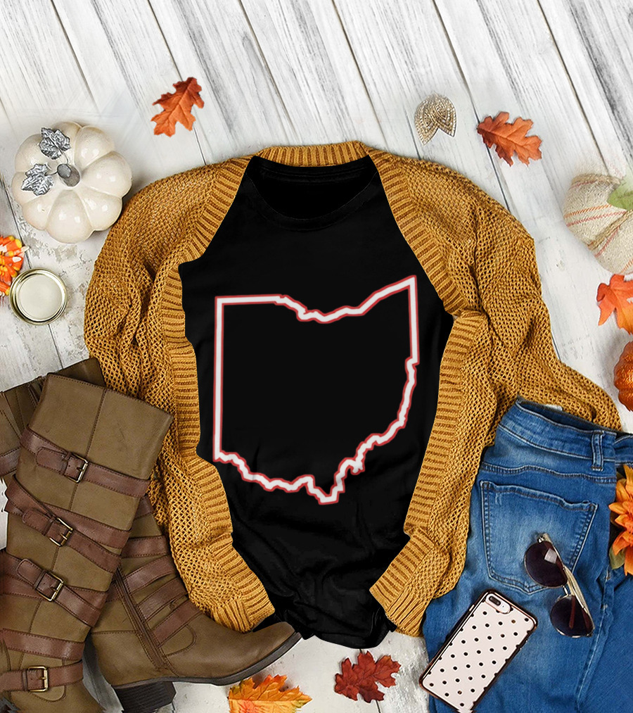 Ohio Outline Simple State Map Red T-Shirt