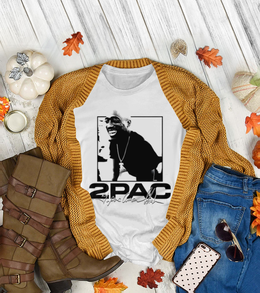 2pac Tupac Shakur Live and Die in LA Iconic Black and White T-Shirt