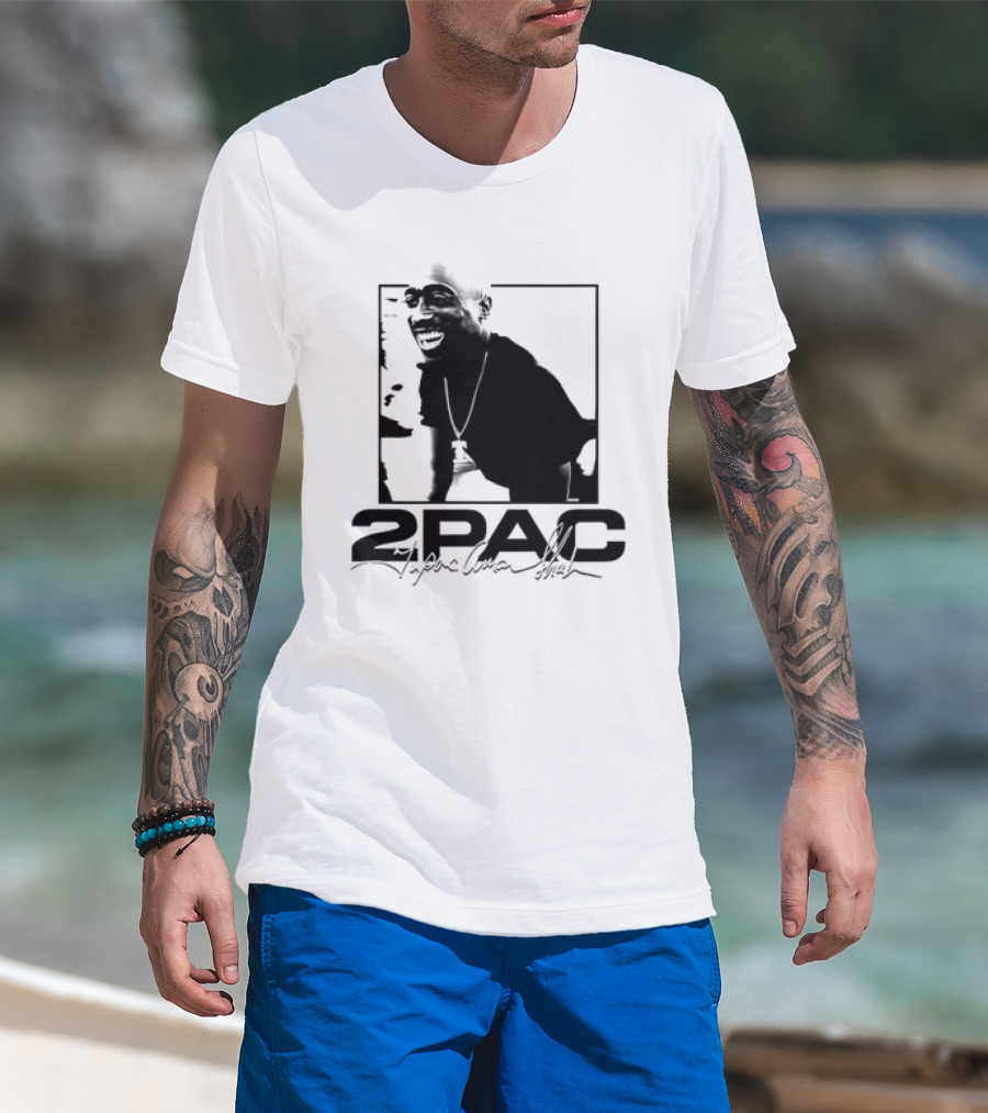 2pac Tupac Shakur Live And Die In LA Iconic Black And White T-Shirt