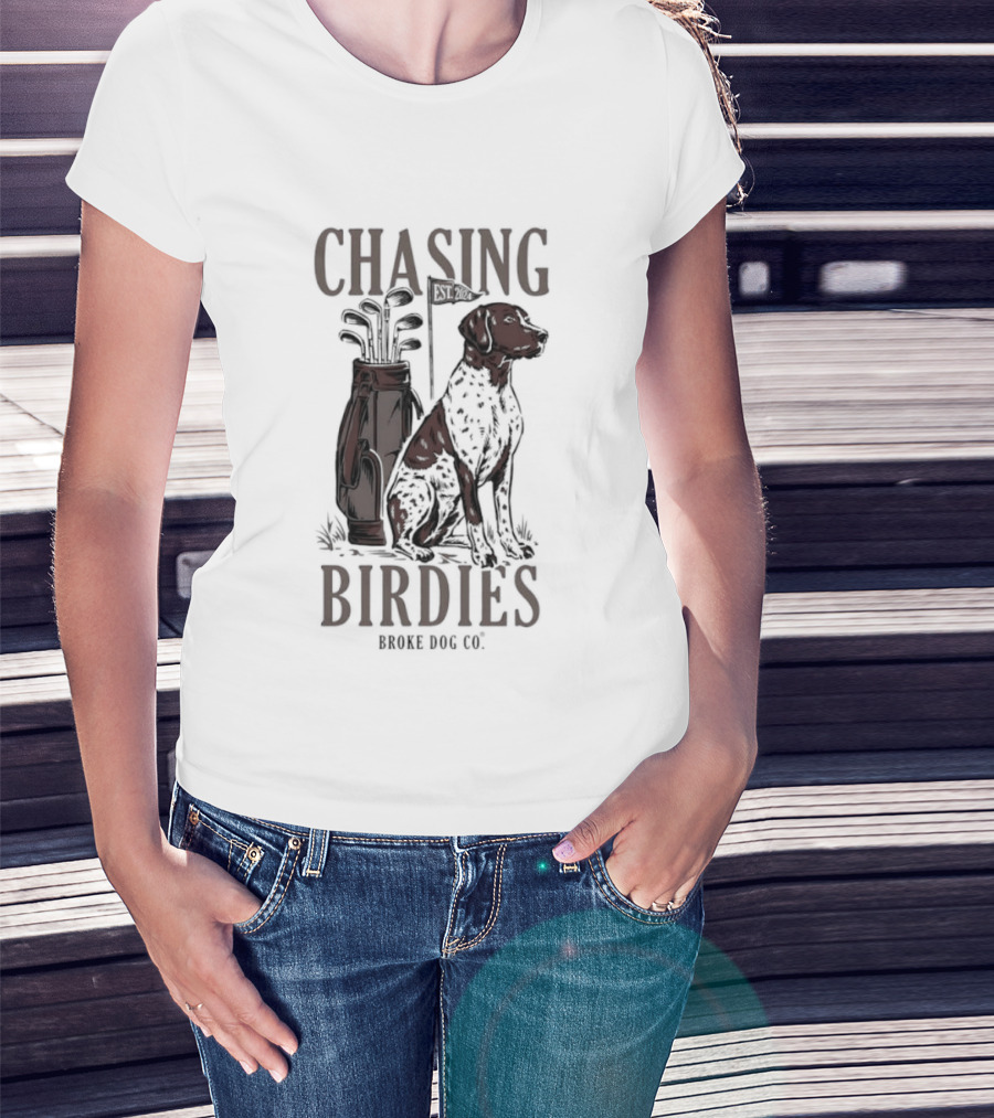 Chasing Birdies Broke Dog Co Golf Bag Dog T-Shirt