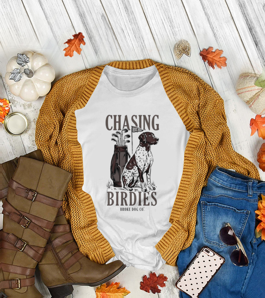 Chasing Birdies Broke Dog Co Golf Bag Dog T-Shirt