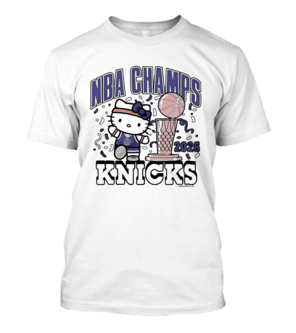NBA Champs 2026 Knicks Hello Kitty Basketball Celebration T-Shirt