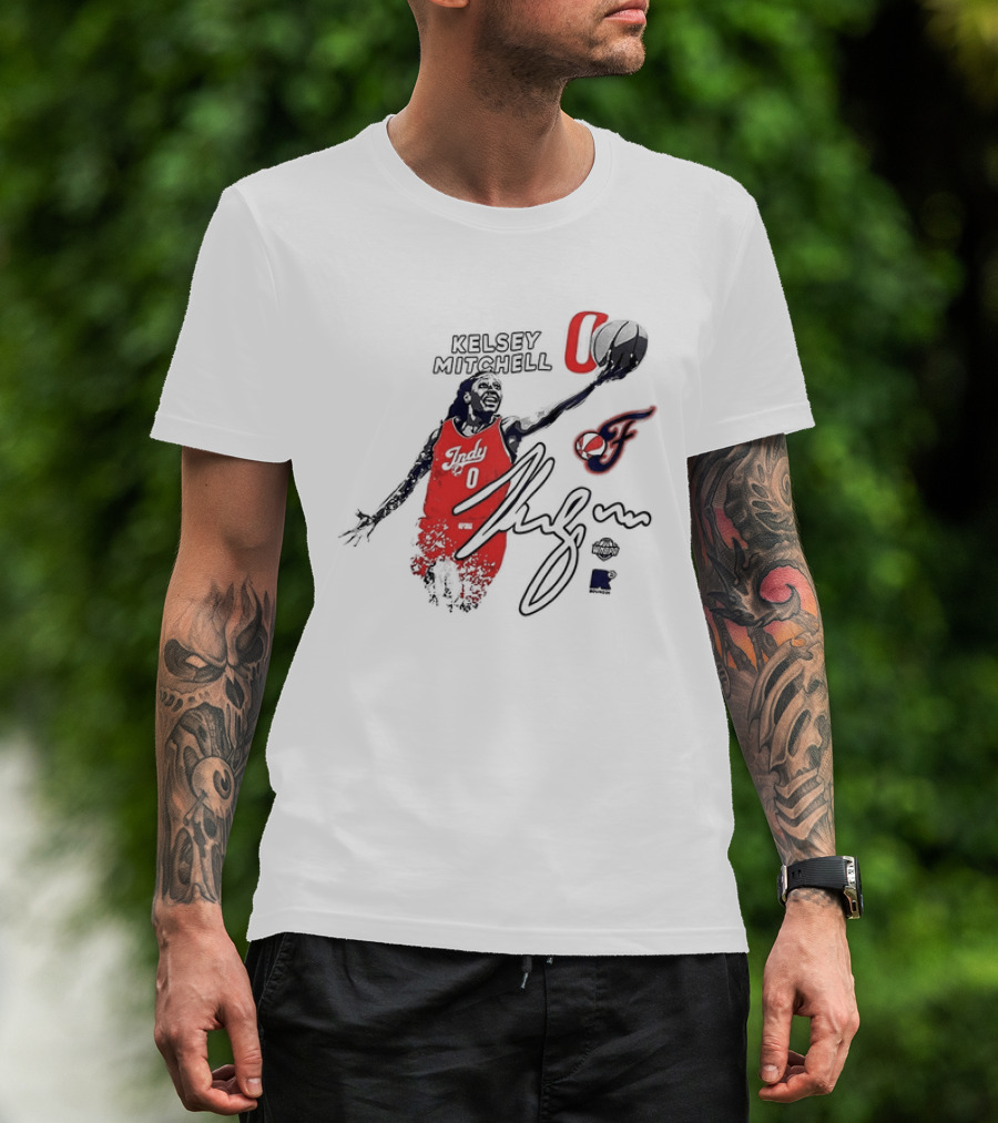 Kelsey Mitchell Indiana Fever WNBPA Round21 Indy 0 Basketball Jersey And Signature T-Shirt