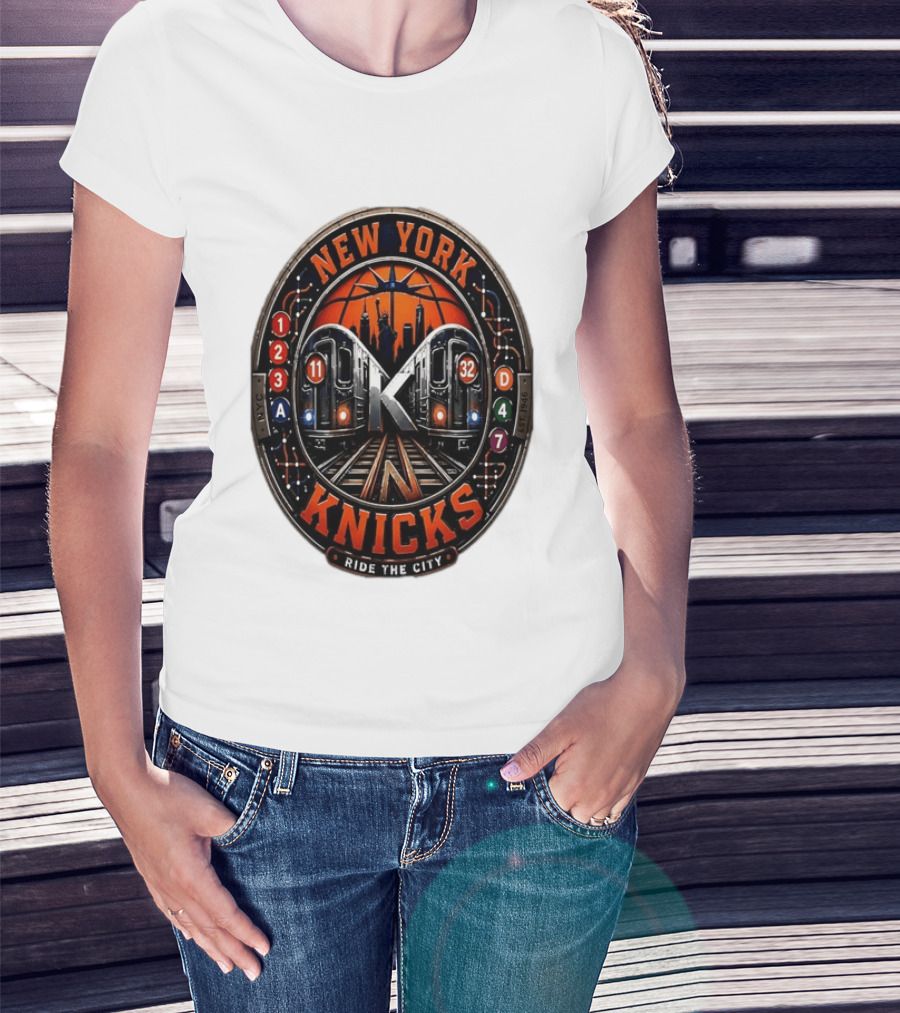 New York Knicks Ride The City Subway Basketball Skyline T-Shirt