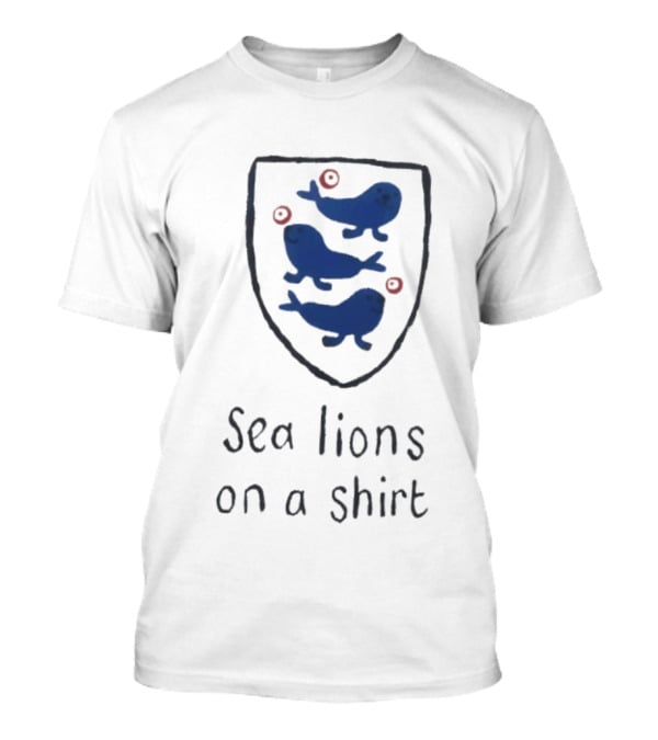 Sea Lions On A Shield Logo England Football Playful T-Shirt