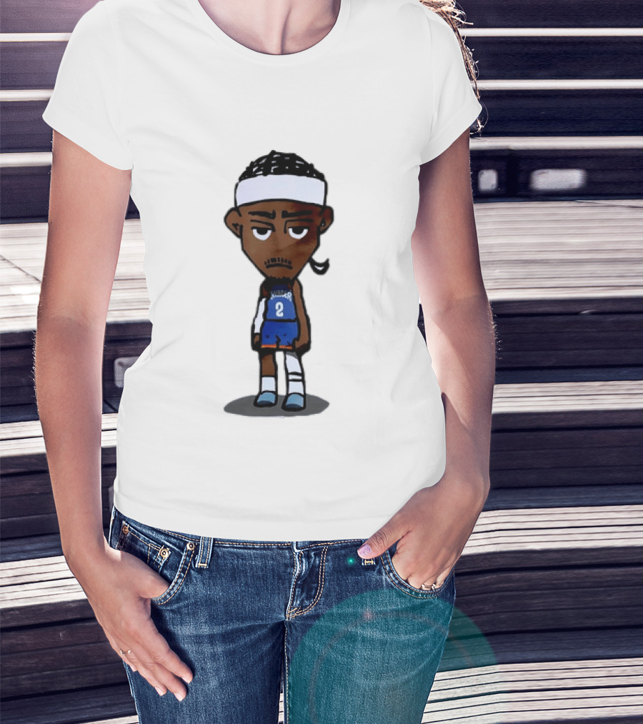 Shai Gilgeous Alexander Sad Cartoon OKC Thunder Basketball Player T-Shirt
