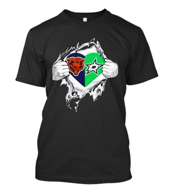 Chicago Bears Dallas Stars Heart Ripping Skin T-Shirt