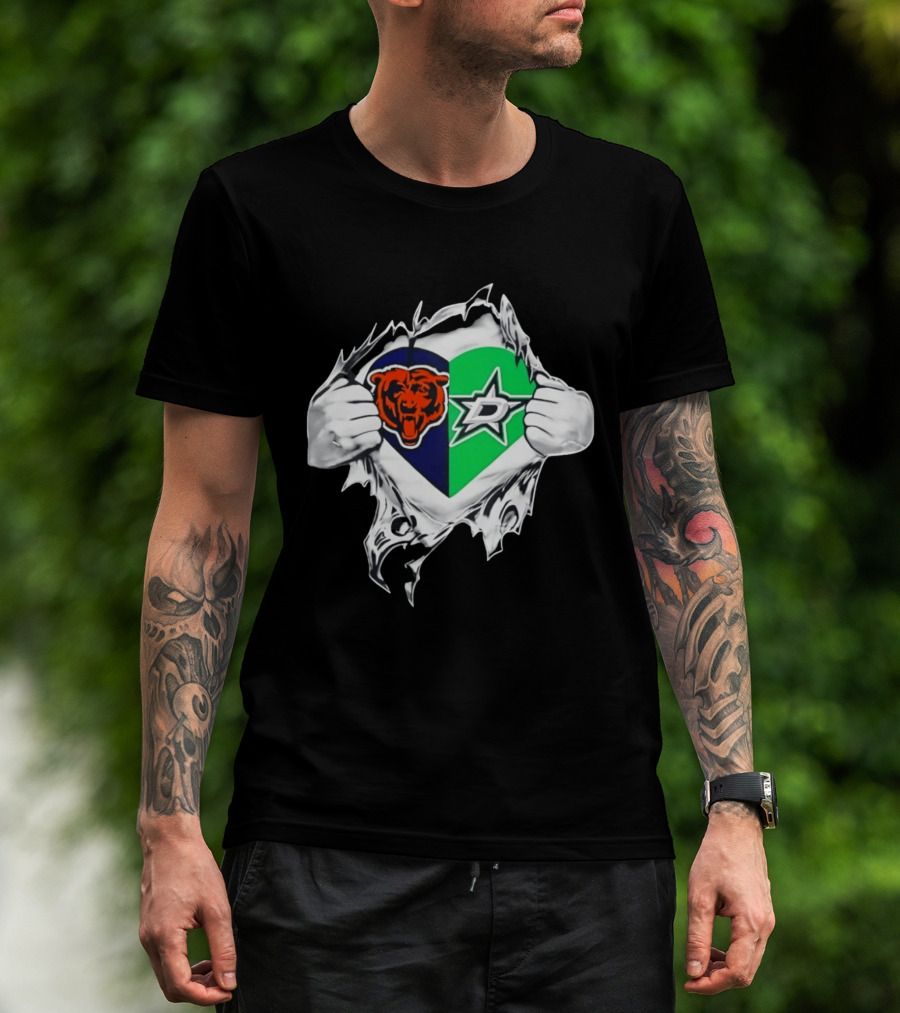 Chicago Bears Dallas Stars Heart Ripping Skin T-Shirt