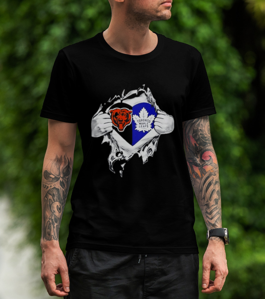 Bears Toronto Maple Leafs Heart Ripping Open Concept T-Shirt