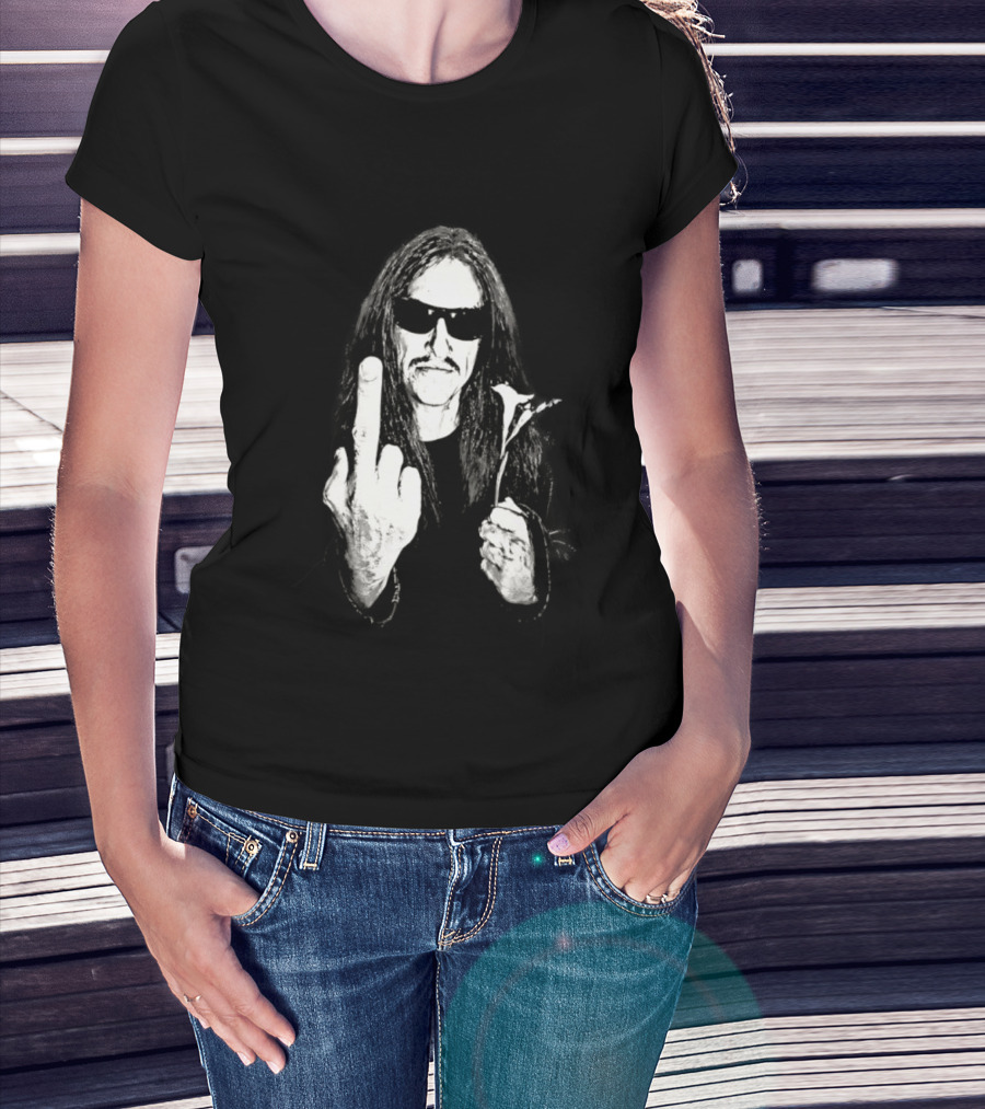 Cliff Burton Middle Finger Black And White Sunglasses Lily Flower T-Shirt