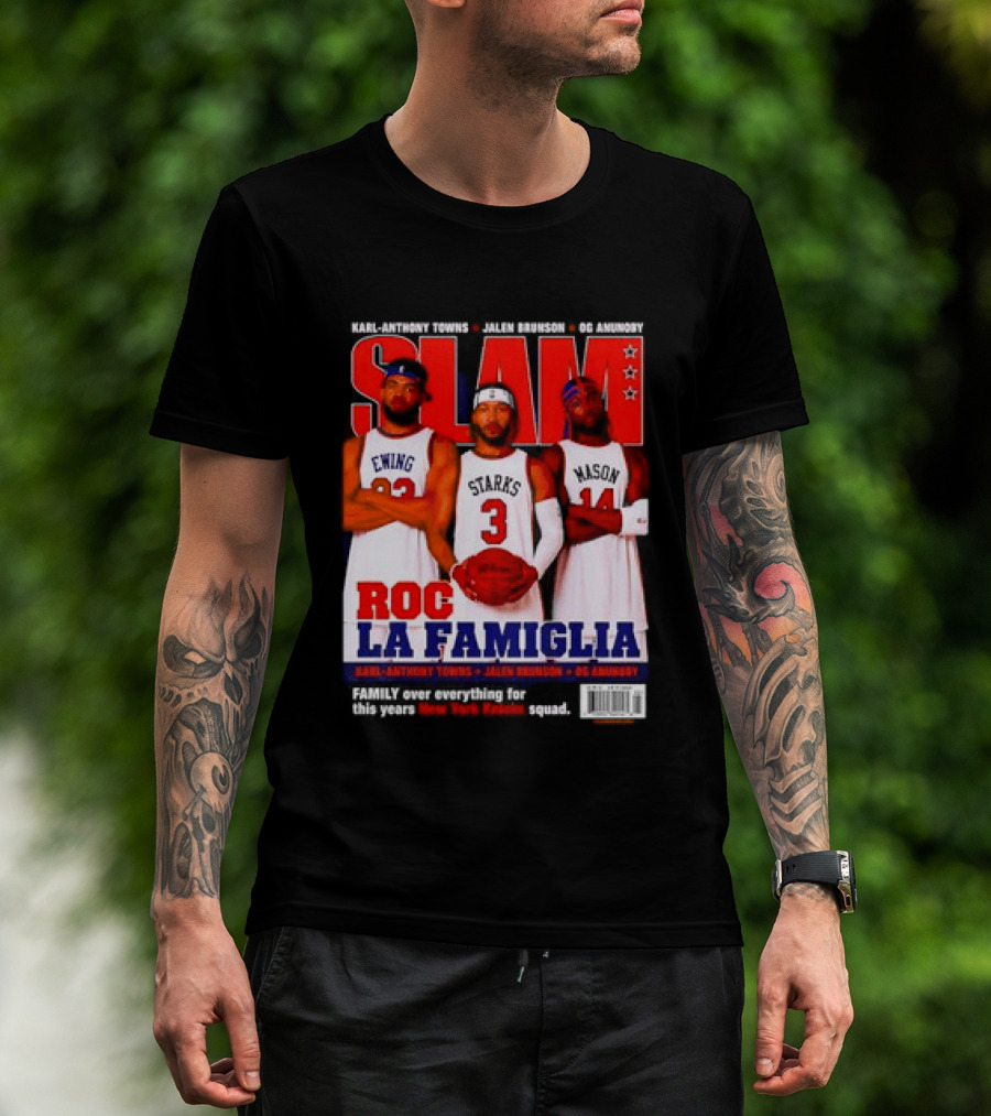 SLAM Magazine Roc La Famiglia Karl Anthony Towns Jalen Brunson OG Anunoby New York Knicks T-Shirt