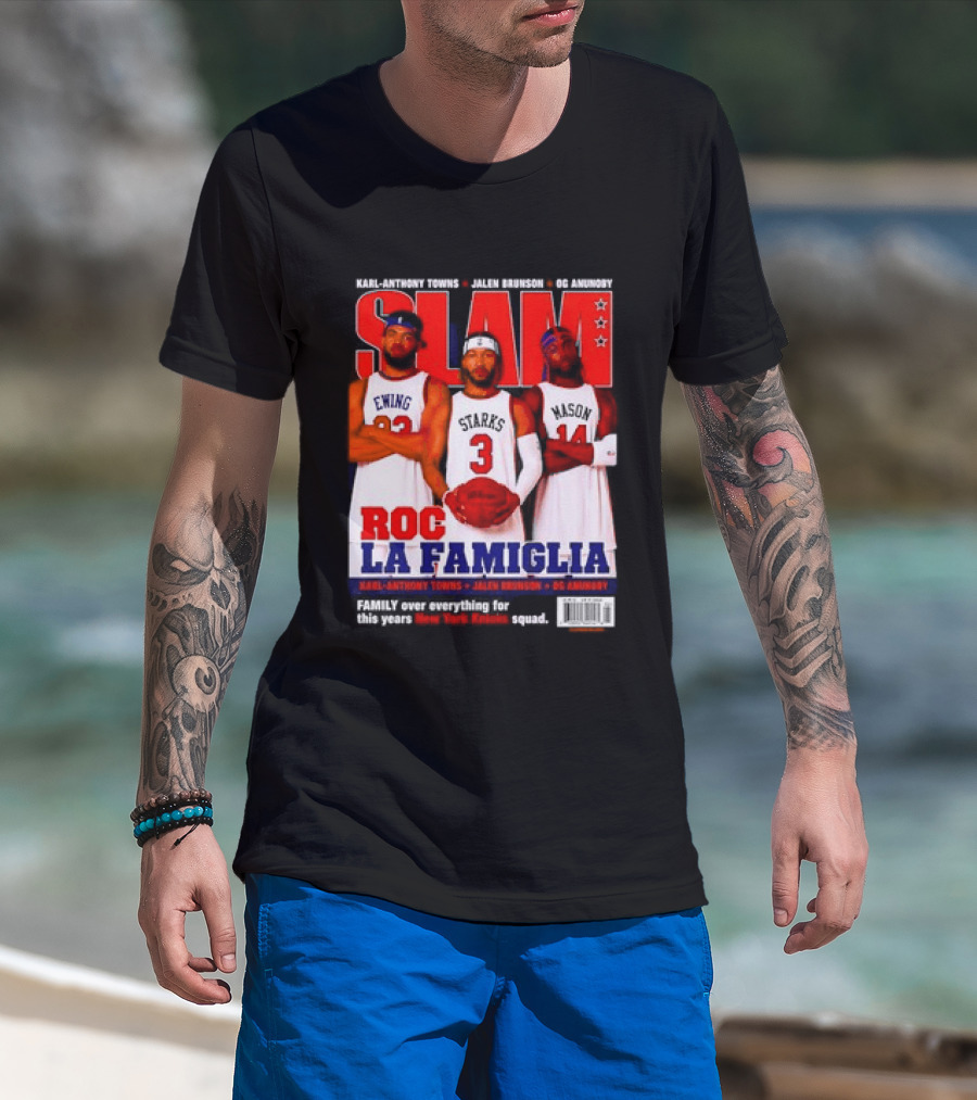 SLAM Magazine Roc La Famiglia Karl Anthony Towns Jalen Brunson OG Anunoby New York Knicks T-Shirt