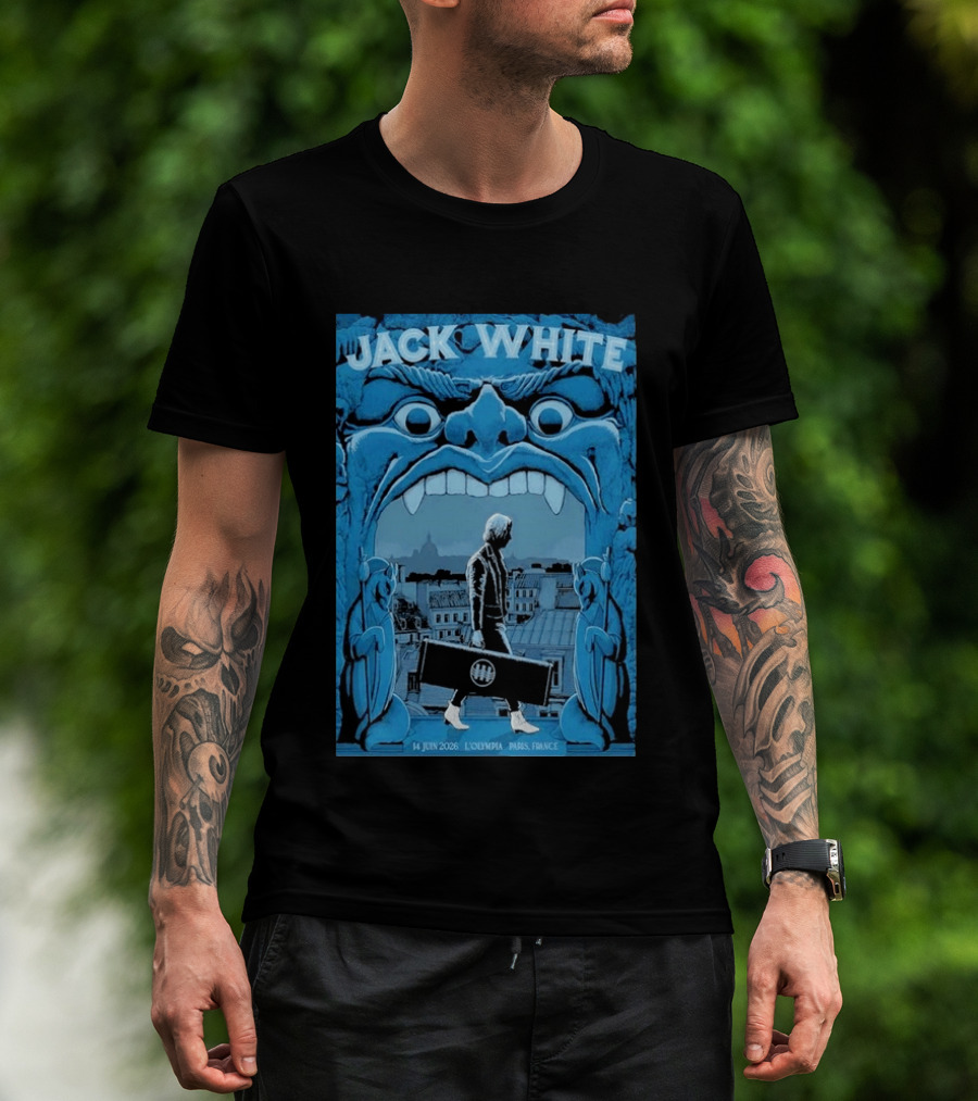 Jack White L'Olympia Paris France June 14 2026 Concert Imagery Blue Gargoyle T-Shirt