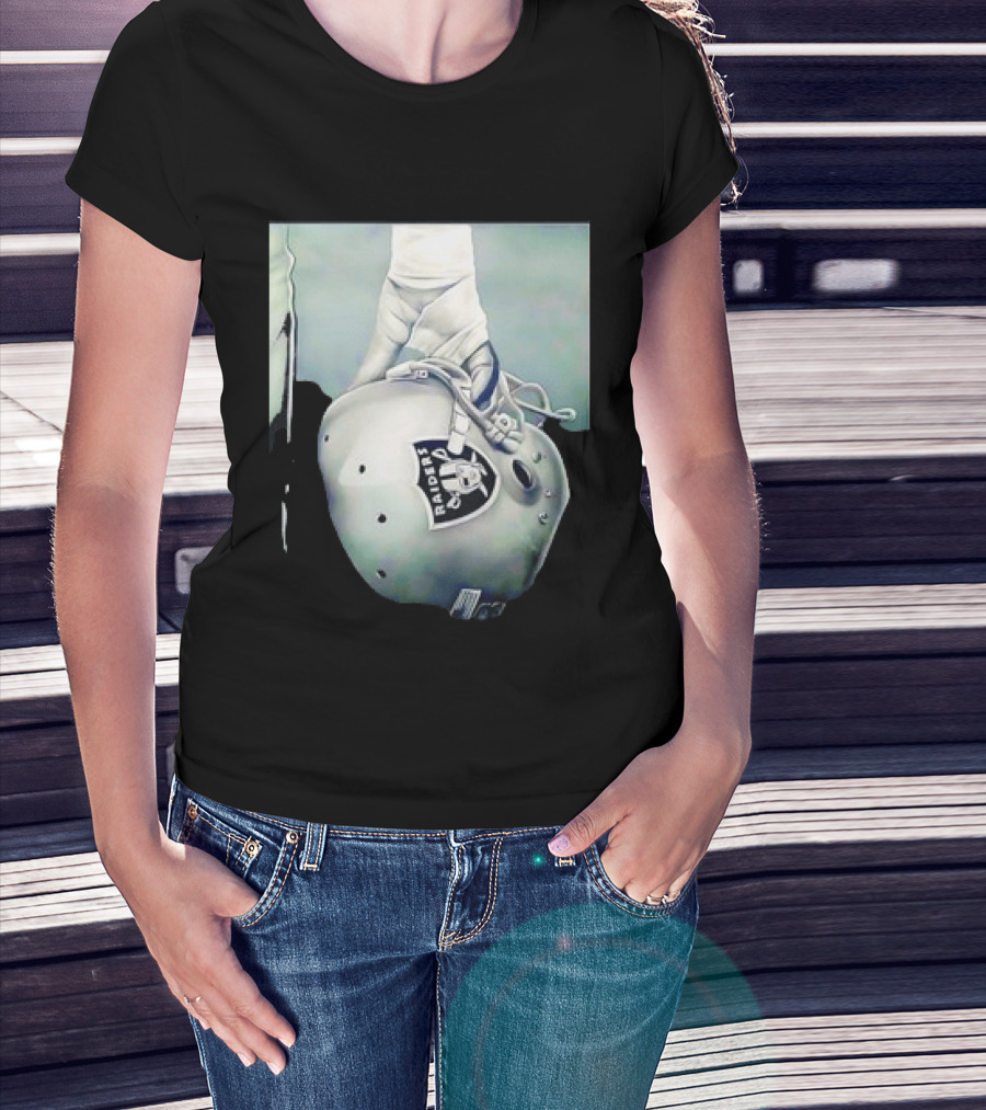 Las Vegas Raiders Football Helmet Hand Wrap Player Representation T-Shirt