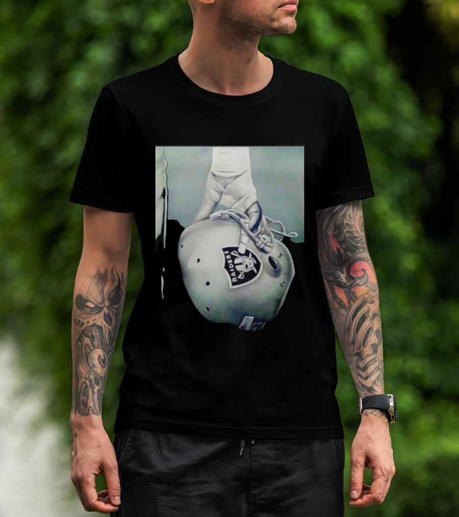 Las Vegas Raiders Football Helmet Hand Wrap Player Representation T-Shirt