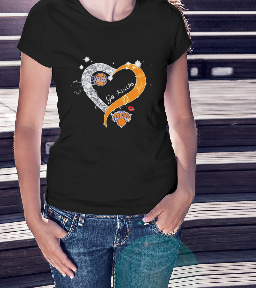 NY Knicks Heart Go Knicks Lips New York Knicks Basketball Team Fan T-Shirt