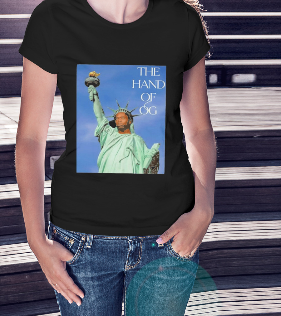 OG Anunoby New York Knicks The Hand Of OG Statue Liberty Fusion T-Shirt